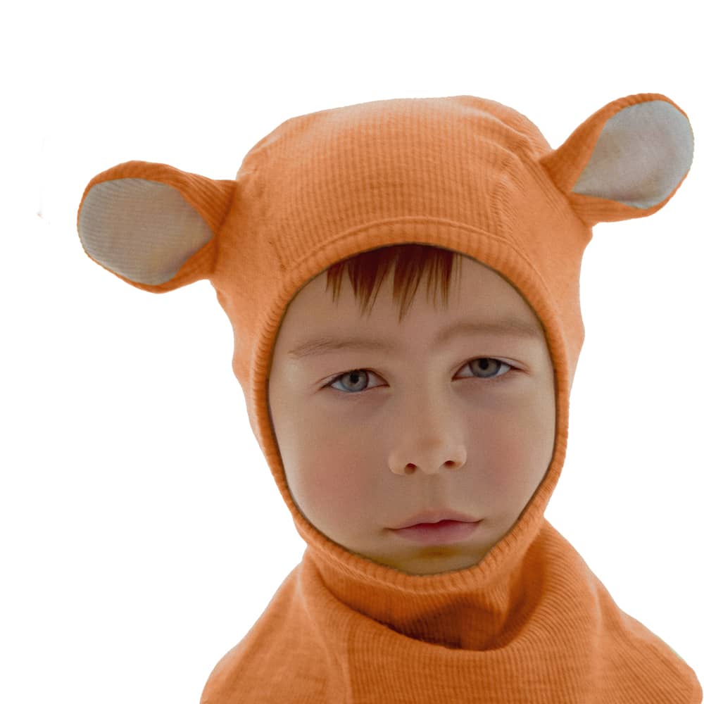 ManyMonths Elephant Hood Schlupfmütze mit Bärenohren - Tangerine Marmalade Charmer / Explorer (62 - 80/86) von ManyMonths