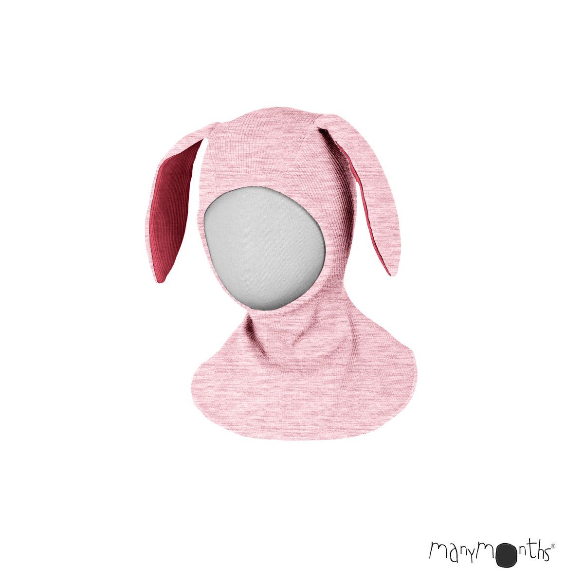 ManyMonths Elephant Hood Schlupfmütze mit Hasenohren - Charmer / Explorer (62 - 80/86) Stork Pink von ManyMonths