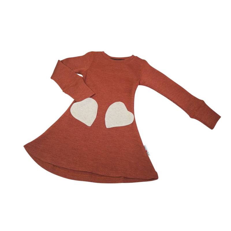 ManyMonths Kleid mit Herz-Taschen (Langarm) aus Wolle - Innovator (110 - 122/128) Potters Clay von ManyMonths