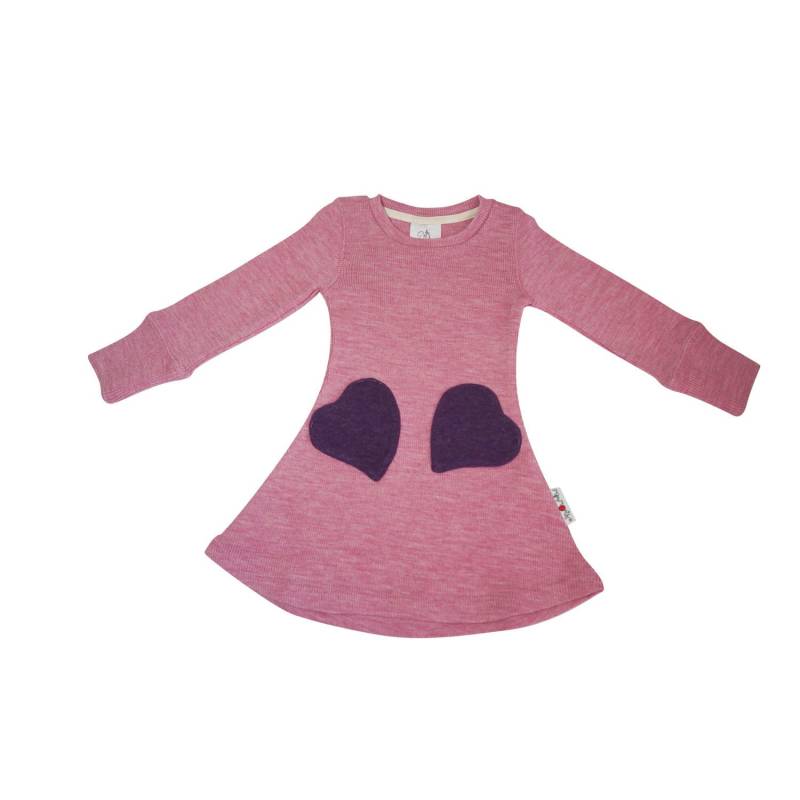 ManyMonths Kleid mit Herz-Taschen (Langarm) aus Wolle - West Wind Rosé Adventurer (80 - 92/98) von ManyMonths