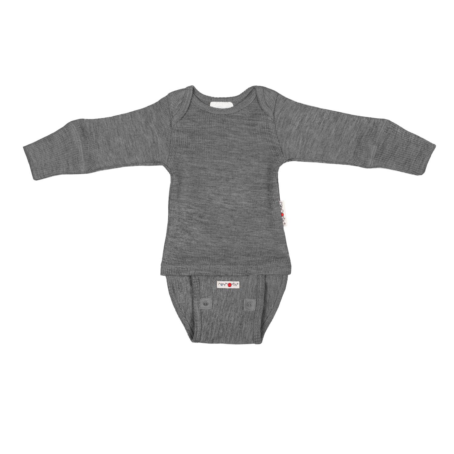 ManyMonths Langarm-Body & Shirt aus Wolle - Adventurer (80 - 92/98) Elephant Grey von ManyMonths