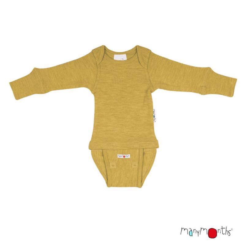 ManyMonths Langarm-Body & Shirt aus Wolle - Charmer / Explorer (62 - 80/86) Axolotl Yellow von ManyMonths