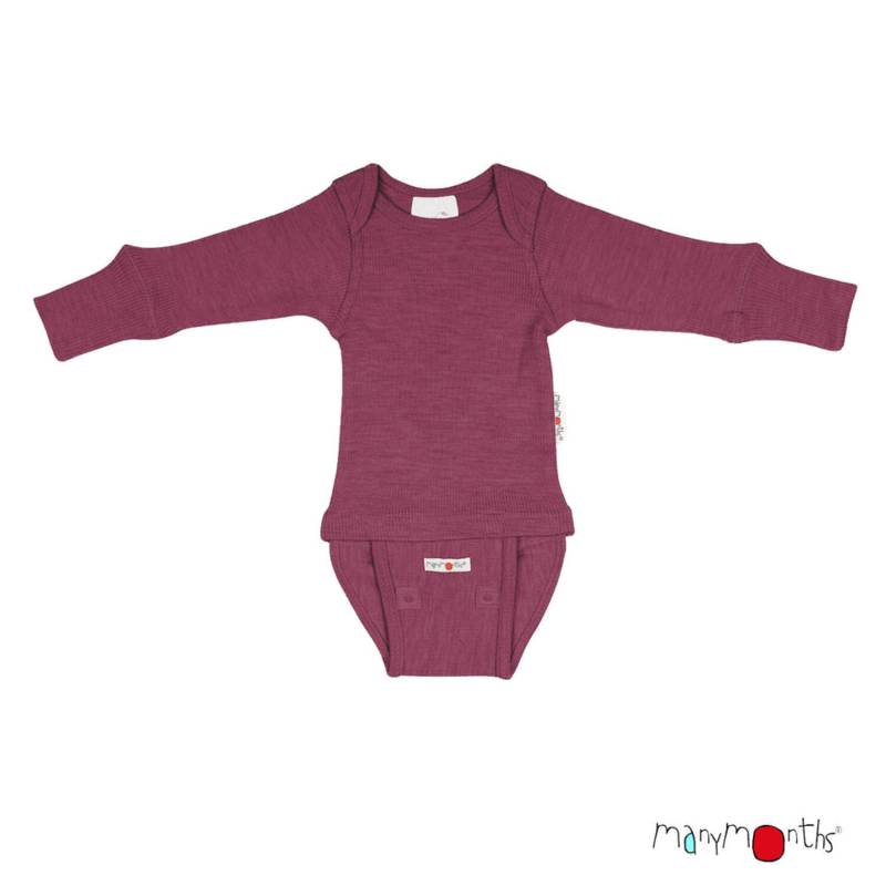 ManyMonths Langarm-Body & Shirt aus Wolle - Dark Cerise Adventurer (80 - 92/98) von ManyMonths