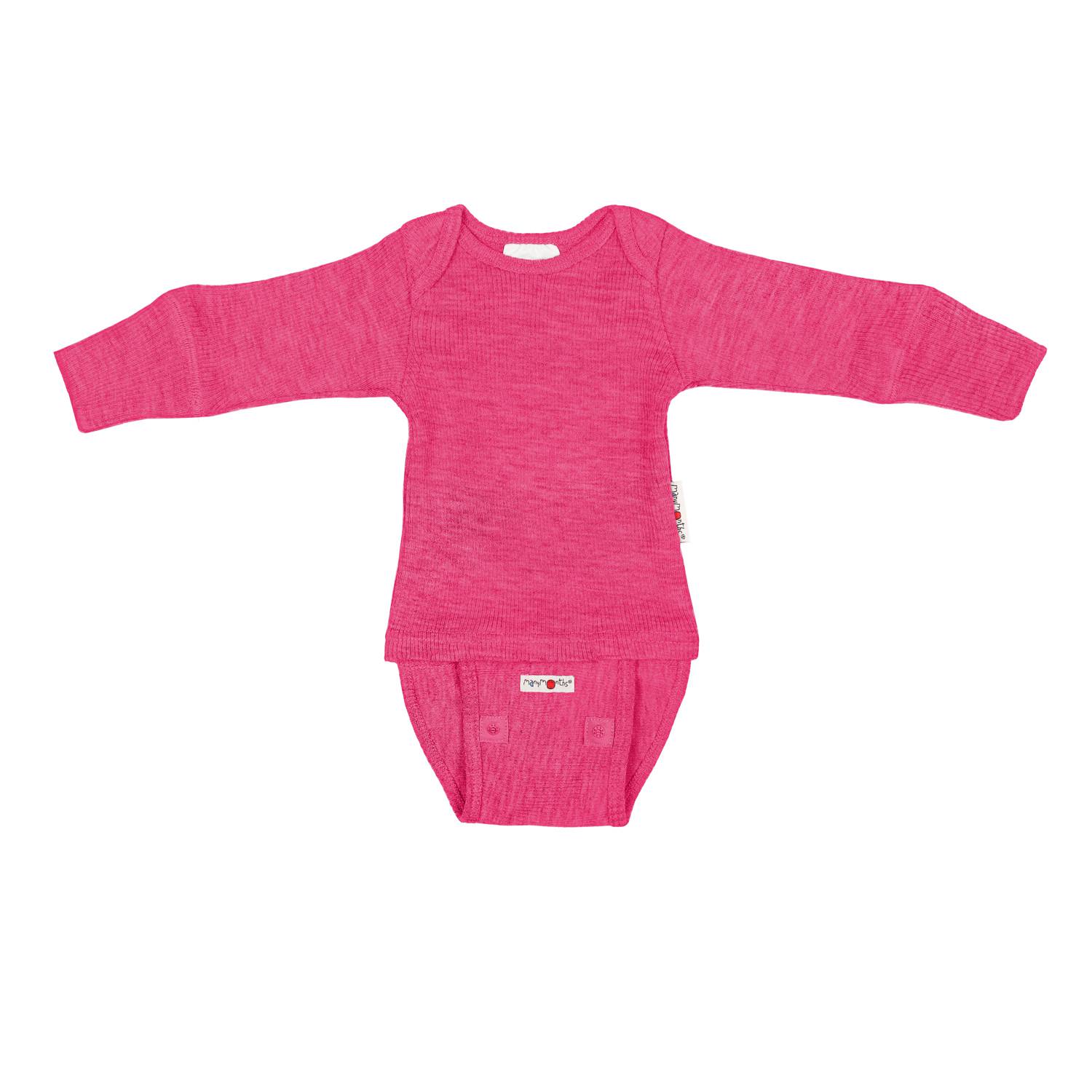 ManyMonths Langarm-Body & Shirt aus Wolle - Pop Pink Charmer / Explorer (62 - 80/86) von ManyMonths