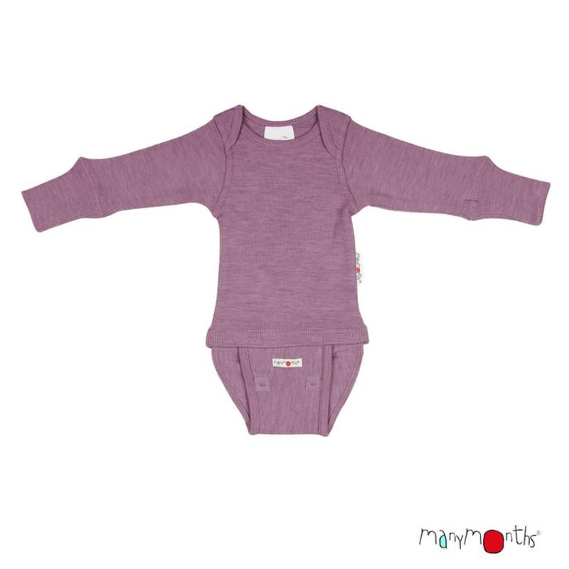 ManyMonths Langarm-Body & Shirt aus Wolle - Vintage Dark Pink Adventurer (80 - 92/98) von ManyMonths
