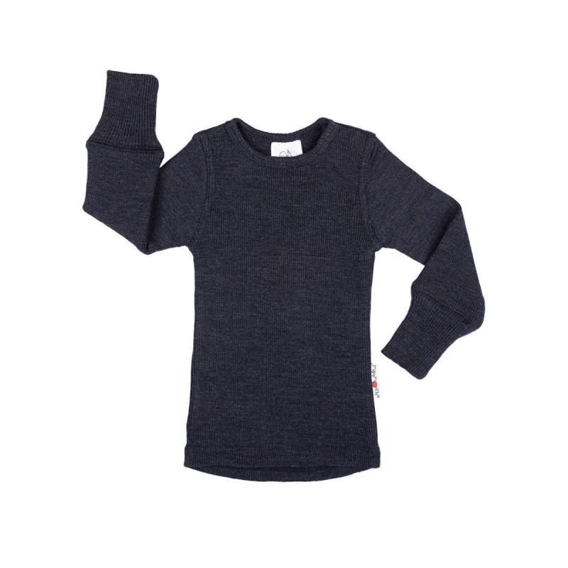 ManyMonths Langarm-Shirt aus Wolle (Größe: Innovator / Farbe: Foggy Black) - Innovator (110 - 122/128) Foggy Black von ManyMonths