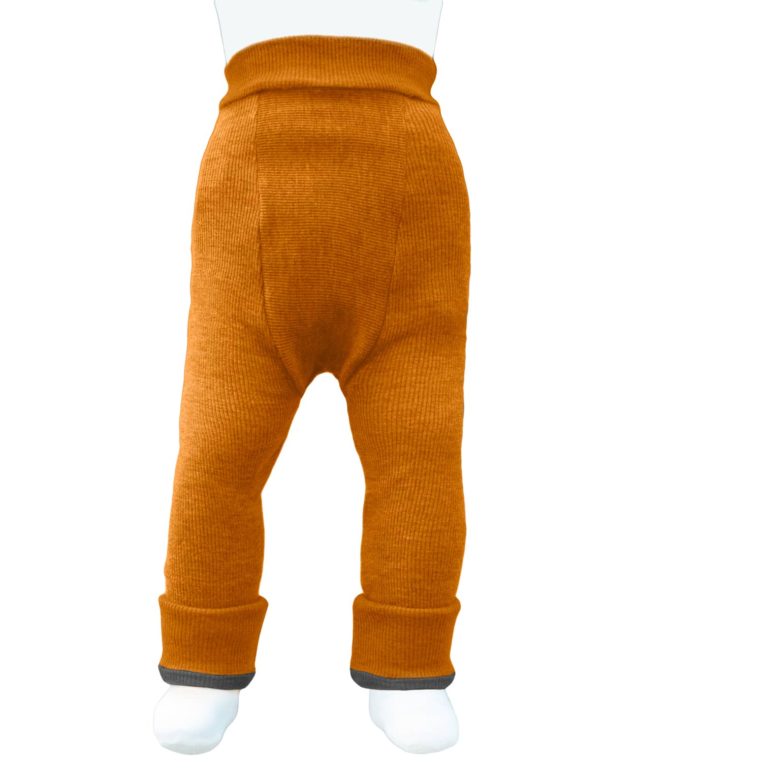 ManyMonths Longies aus Wolle - Explorer (68 - 80/86) Tangerine Marmalade / Elephant Grey von ManyMonths