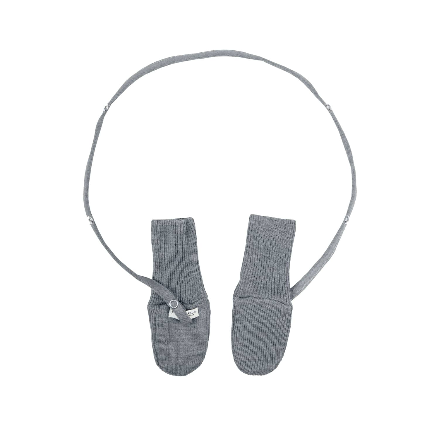ManyMonths Mittens Fäustlinge mit Band aus Wolle - Elephant Grey Explorer / Adventurer (68 - 92/98) von ManyMonths