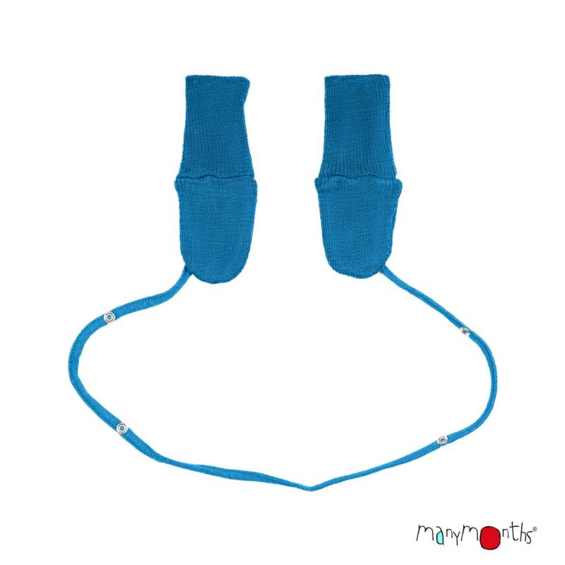 ManyMonths Mittens Fäustlinge mit Band aus Wolle - Explorer / Adventurer (68 - 92/98) Mykonos Waters von ManyMonths