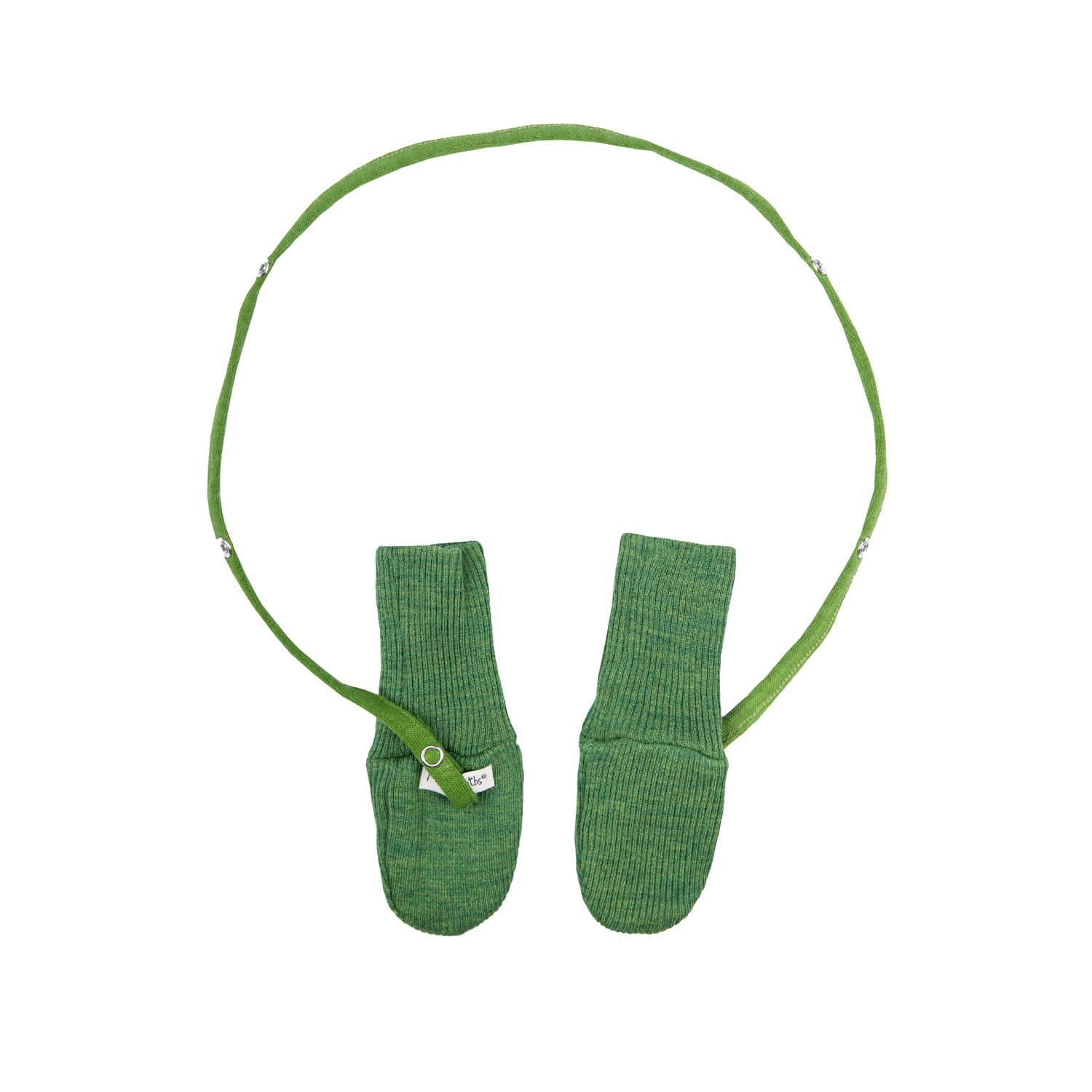 ManyMonths Mittens Fäustlinge mit Band aus Wolle - Forest Floor Green Explorer / Adventurer (68 - 92/98) von ManyMonths