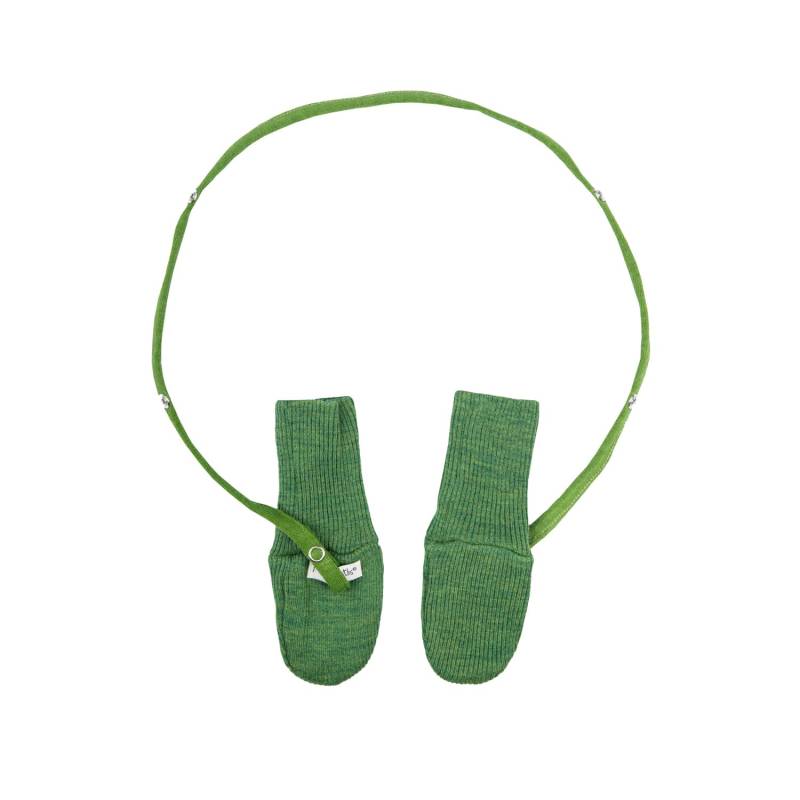 ManyMonths Mittens Fäustlinge mit Band aus Wolle - Forest Floor Green Explorer / Adventurer (68 - 92/98) von ManyMonths