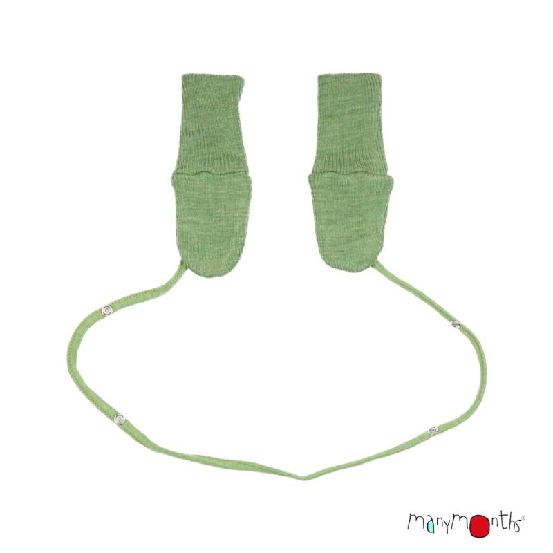 ManyMonths Mittens Fäustlinge mit Band aus Wolle - Jade Green Newcomer / Charmer (50 - 68/74) von ManyMonths