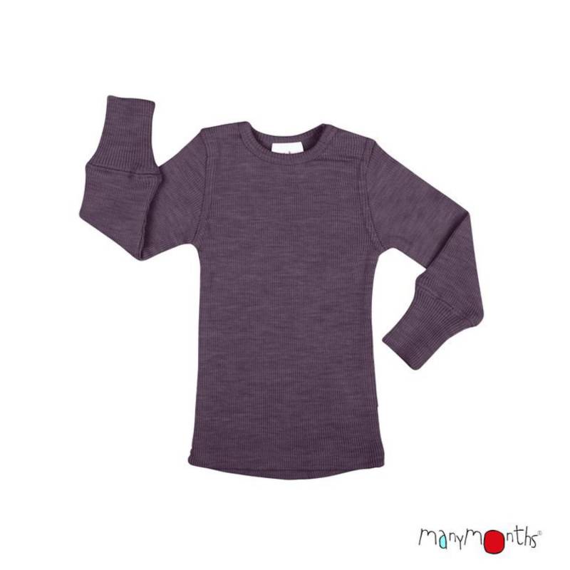 ManyMonths Shirt (Langarm) aus Wolle - Conquerer (98 - 104/110) Dusty Grape von ManyMonths
