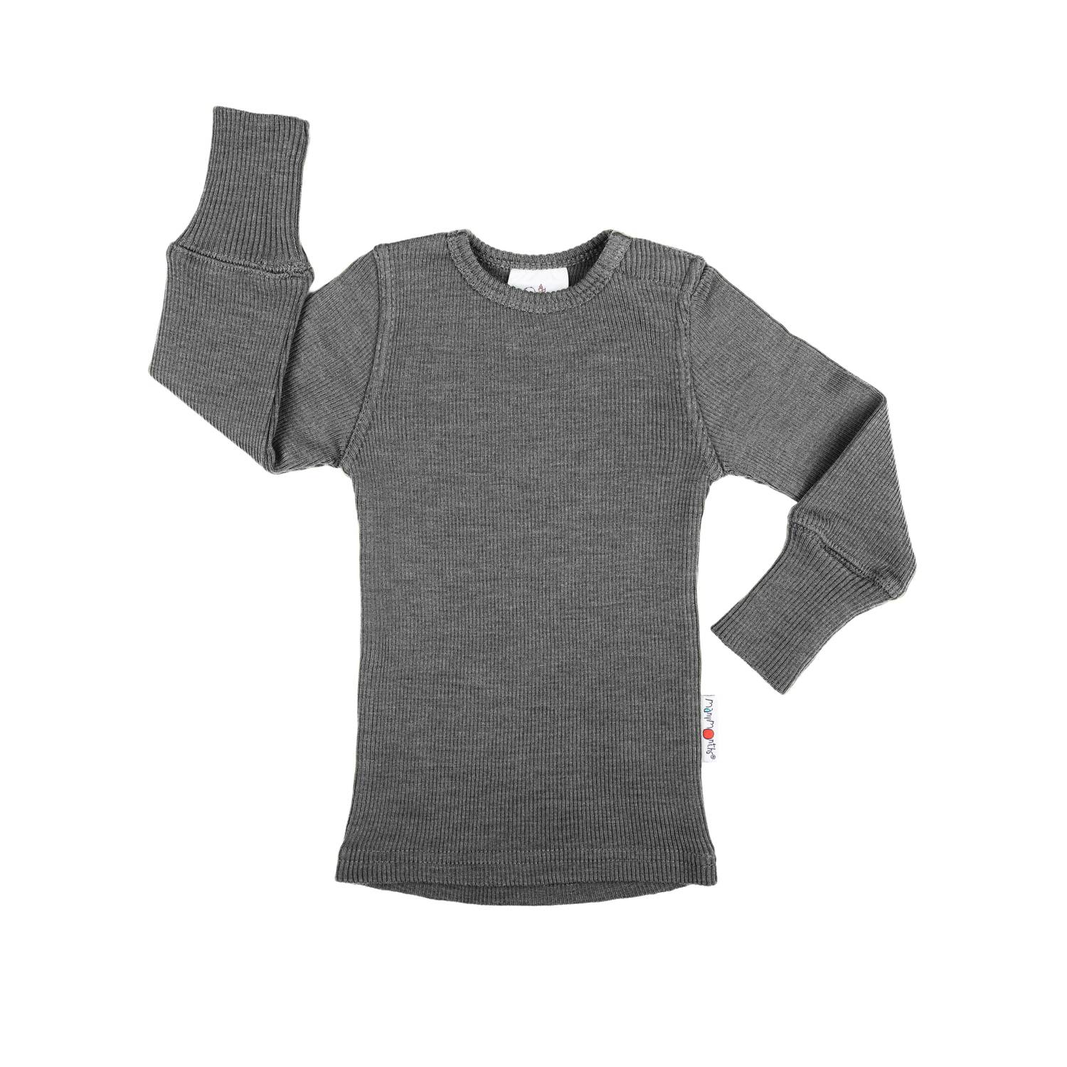 ManyMonths Shirt (Langarm) aus Wolle - Elephant Grey Enthusiast (128 - 134/140) von ManyMonths