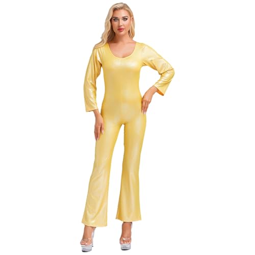 Manyakai Damen Glänzend Tanz Jumpsuit Disco Outfit Jumpsuit Bodysuit Overall 70er 80er Jahre Fasching Hippie Kostüm Gold M Manyakai Damen Glänzend Tanz Jumpsuit Disco Outfit Jumpsuit Bodysuit Overall 70er 80er Jahre Fasching Hippie Kostüm Gold M von Manyakai