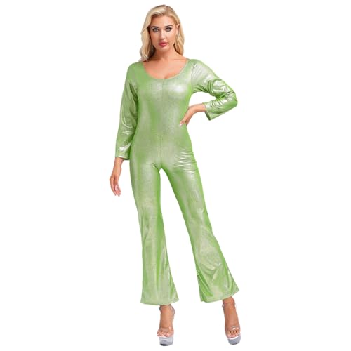 Manyakai Damen Glänzend Tanz Jumpsuit Disco Outfit Jumpsuit Bodysuit Overall 70er 80er Jahre Fasching Hippie Kostüm Grün L Manyakai Damen Glänzend Tanz Jumpsuit Disco Outfit Jumpsuit Bodysuit Overall 70er 80er Jahre Fasching Hippie Kostüm Grün L von Manyakai