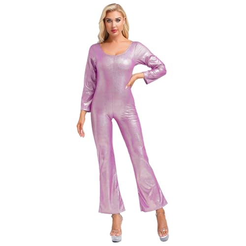 Manyakai Damen Glänzend Tanz Jumpsuit Disco Outfit Jumpsuit Bodysuit Overall 70er 80er Jahre Fasching Hippie Kostüm Hot Pink L Manyakai Damen Glänzend Tanz Jumpsuit Disco Outfit Jumpsuit Bodysuit Overall 70er 80er Jahre Fasching Hippie Kostüm Hot Pink L von Manyakai