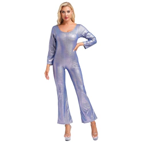 Manyakai Damen Glänzend Tanz Jumpsuit Disco Outfit Jumpsuit Bodysuit Overall 70er 80er Jahre Fasching Hippie Kostüm Königsblau L Manyakai Damen Glänzend Tanz Jumpsuit Disco Outfit Jumpsuit Bodysuit Overall 70er 80er Jahre Fasching Hippie Kostüm Königsblau L von Manyakai