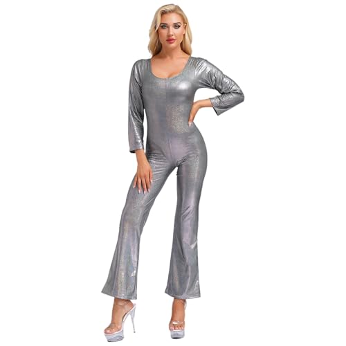 Manyakai Damen Glänzend Tanz Jumpsuit Disco Outfit Jumpsuit Bodysuit Overall 70er 80er Jahre Fasching Hippie Kostüm Schwarz L Manyakai Damen Glänzend Tanz Jumpsuit Disco Outfit Jumpsuit Bodysuit Overall 70er 80er Jahre Fasching Hippie Kostüm Schwarz L von Manyakai