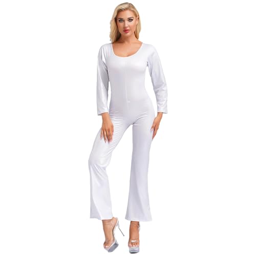 Manyakai Damen Glänzend Tanz Jumpsuit Disco Outfit Jumpsuit Bodysuit Overall 70er 80er Jahre Fasching Hippie Kostüm Silber M Manyakai Damen Glänzend Tanz Jumpsuit Disco Outfit Jumpsuit Bodysuit Overall 70er 80er Jahre Fasching Hippie Kostüm Silber M von Manyakai