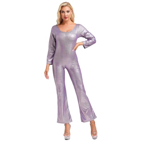 Manyakai Damen Glänzend Tanz Jumpsuit Disco Outfit Jumpsuit Bodysuit Overall 70er 80er Jahre Fasching Hippie Kostüm Violett S Manyakai Damen Glänzend Tanz Jumpsuit Disco Outfit Jumpsuit Bodysuit Overall 70er 80er Jahre Fasching Hippie Kostüm Violett S von Manyakai