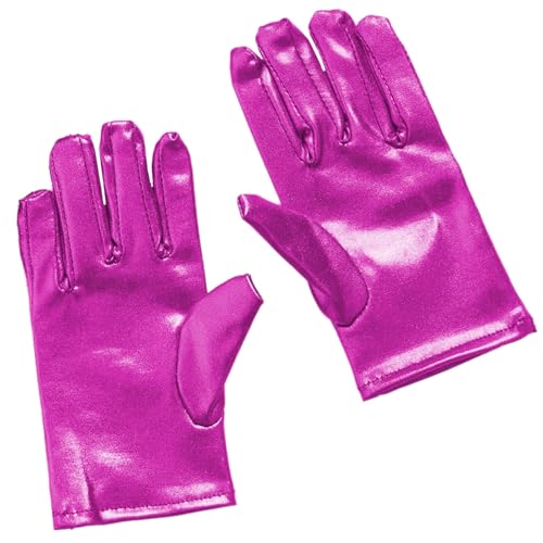 Manyakai Glänzende Pailletten Handschuhe Kinder Gesangshandschuhe Tanzhandschuhe Glitzer Kostüme Halloween Party Hot Pink 3-12 Jahre von Manyakai