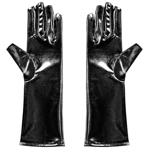 Manyakai Mädchen Glänzende Pailletten Handschuhe Kinder Gesangshandschuhe Tanzhandschuhe Halloween Party Kostüm Schwarz 3-10 Jahre von Manyakai