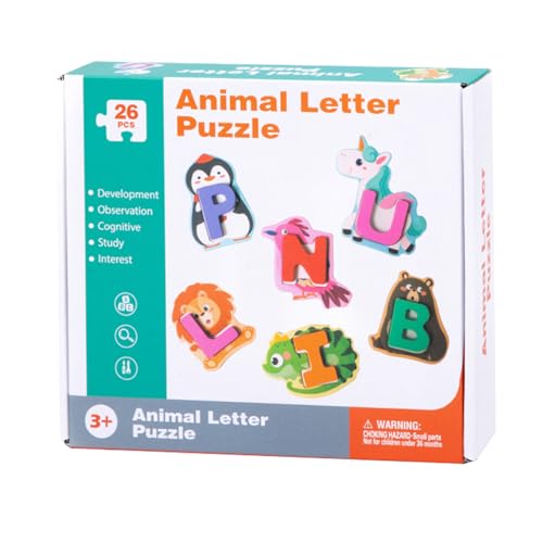 Maodom Buchstaben Puzzle,26 Teile Alphabet Tier Puzzle | Zuordnungsspiel Feinmotorik Kreatives Spiel Reise Vorschule Kindergarten Hausunterricht von Maodom
