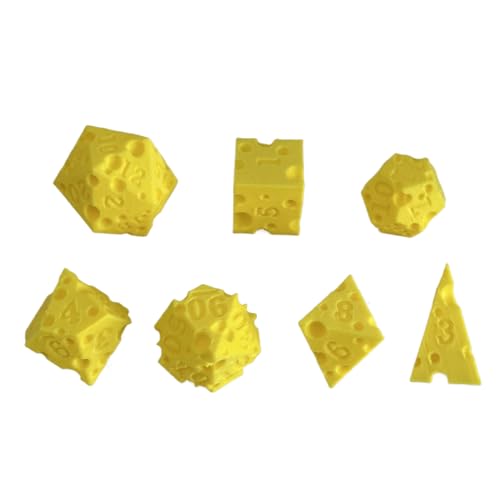 Maodom Cool Dice,7-teilige Käse-Roll-Würfel - 3D-gedrucktes interaktives Requisit für Rollenspiel Mathe Lernen Unterricht Entscheidungsfindung Reise Party Klassenraum Familiennacht von Maodom
