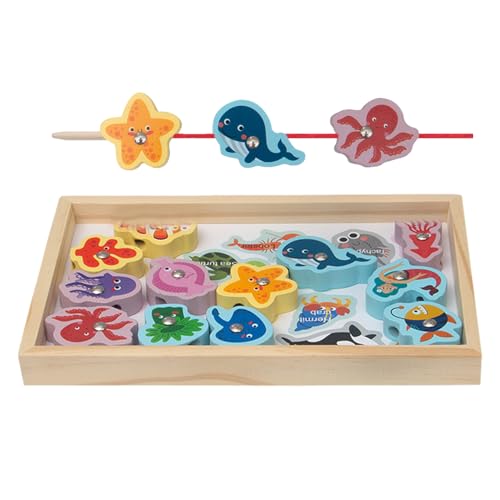 Maodom Magnetisches Stabspiel,2-in-1 magnetische Angelspiele, sicher und harmlos - Magnetische Angelspiele mit lebendigen Fischen, Angelspiel für Kleinkinder, Geburtstag, Ostern, Geschenk für, von Maodom