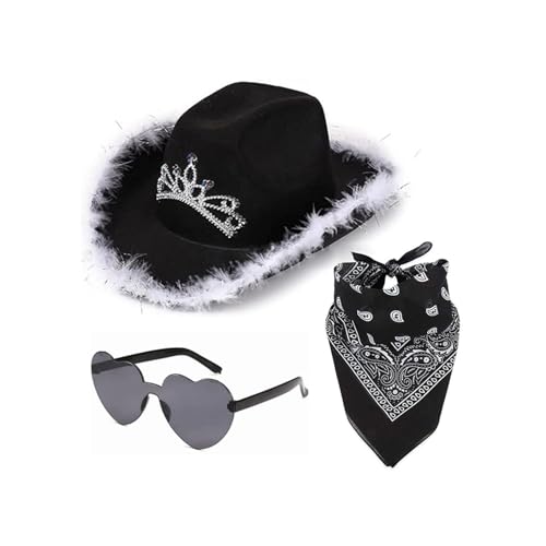 Maodom Rosa Cowboyhut,Cowboy Hut für Damen,Filz Cowboyhut,Mit Herz Brille,Rosa Bandana,Cosplay Partys Halloween Karneval Kostüm Zubehör Geburtstag Maodom Rosa Cowboyhut,Cowboy Hut für Damen,Filz Cowboyhut,Mit Herz Brille,Rosa Bandana,Cosplay Partys Halloween Karneval Kostüm Zubehör Geburtstag von Maodom