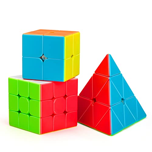 Maomaoyu 3 Pack Zauberwürfel Set， 2x2x2 3x3x3 Pyramide Speed Cube Set, 3D Zauberwürfel Original für Kinder Erwachsene, Stickerless von Maomaoyu
