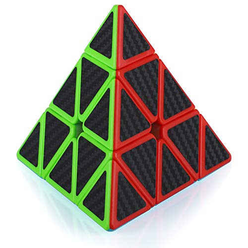 Maomaoyu Pyraminx Würfel 3 x 3 x 3 x 3 Speed Cube Pyramide Dreieck Magisches Puzzle Twist Magic Cube Kohlefaser selbstklebend Kinder Erwachsene schwarz von Maomaoyu