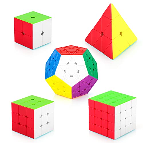 Maomaoyu Zauberwürfel Speedcube Set, Puzzle Cube Set 2x2+3x3+4x4+Pyraminx+Megaminx Zauberwürfel,Speedcube-Bundle（ohne Aufkleber） von Maomaoyu