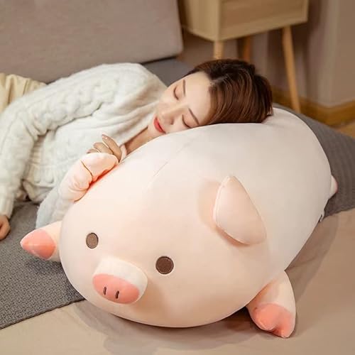 Schweine-Stofftier, 50 cm, Kawaii-Plüschschwein, niedliches Kissen, Plüschkissen, Umarmungskissen für Kinder, fette, weich, gefülltes Schwein, Plüschtier für Mädchen und Jungen (rundes Auge) von Maomoto