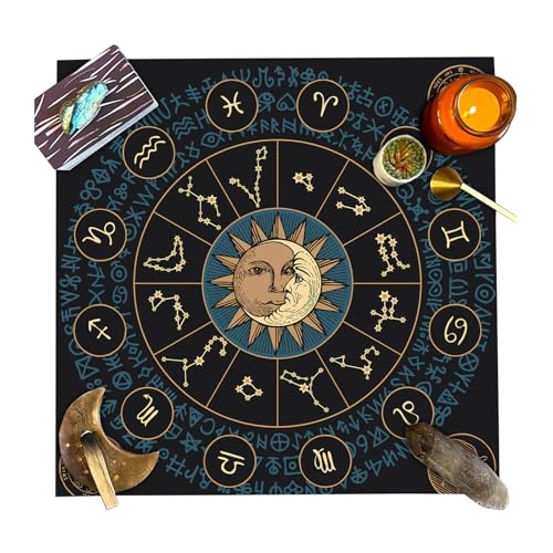 Maouira Tarotkarten Tischdecke Quadratisch Wahrsagerei Tapisserie Mondphasen Astrologie Tischdecke Tischset Hexereibedarf Wahrsagungskarten Tischdecke Wanddekoration von Maouira