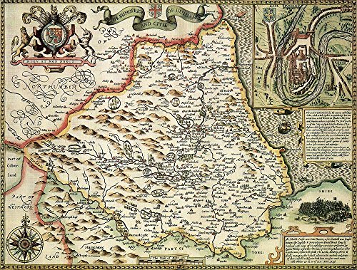 Map Marketing Durh1.2 Durham Historische Karte, 1000 Teile Puzzle (1610) – John Speed von Map Marketing
