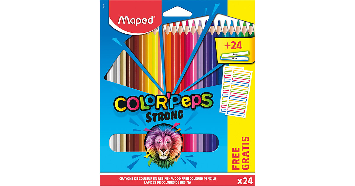 Buntstifte Color' Peps STRONG, 24 Farben, inkl. 24 Namenssticker bunt Buntstifte Color' Peps STRONG, 24 Farben, inkl. 24 Namenssticker bunt von Maped