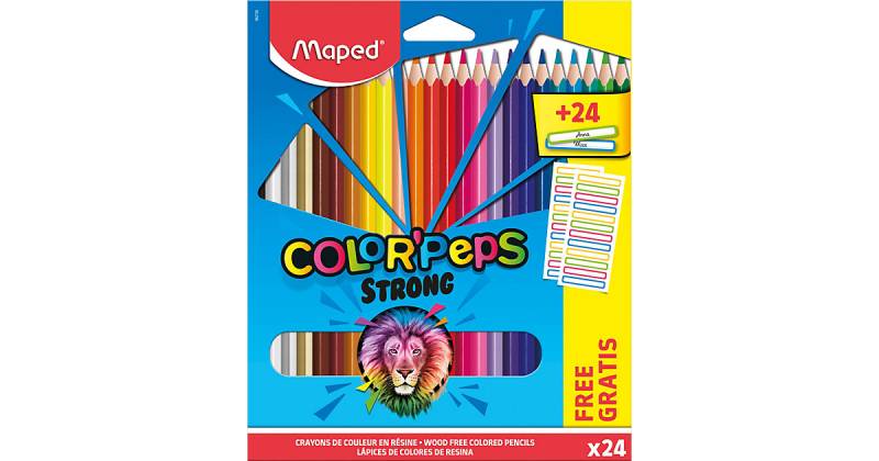 Buntstifte Color' Peps STRONG, 24 Farben, inkl. 24 Namenssticker bunt von Maped