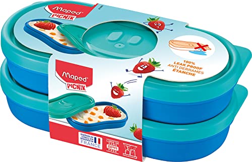 Maped 870903 Concept Kids Dose, Snack-Box KIDS-2x 150 ml-blau, 2X 150 ml von Maped