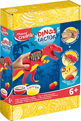 MAPED Creativ – Dinos Factory T-Rex – Holzskelett zum Zusammenbauen – Dinosaurier-Figur zum Modellieren mit Härtungspaste – Kreativspaß ab 6 Jahren von MAPED