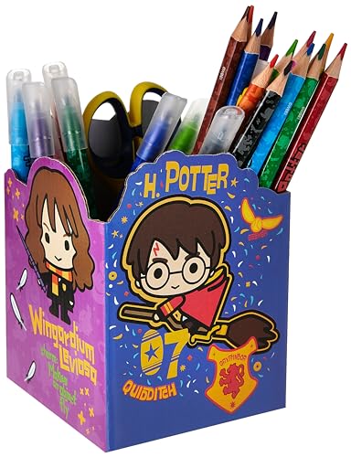 Maped - Zeichen-Set - Harry Potter Kollektion - 35 Teile zum Basteln - Inklusive Kinderschere, Buntstifte, Farbstifte, Aufkleber und 1 Stifthalter zur Montage, 899797 von Maped