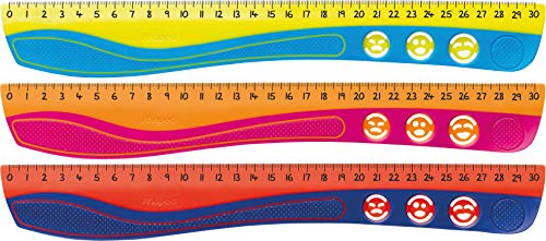 Maped - stossfestes Lineal KIDY'GRIP 30 cm, aus recyceltem Plastik, mit Anti-Rutsch-Noppen - türkis-grün, pink-orange, blau-rot Maped - stossfestes Lineal KIDY'GRIP 30 cm, aus recyceltem Plastik, mit Anti-Rutsch-Noppen - türkis-grün, pink-orange, blau-rot von Maped