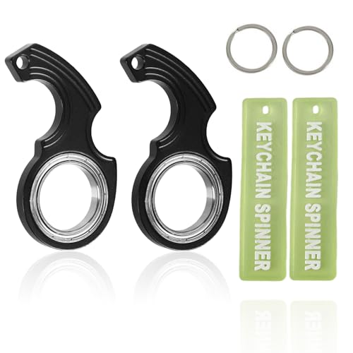 2 Stück Fidget Spinner Schlüsselanhänger Ring Spielzeug, Keyring Tragbar Finger Spinner Mit Schlüsselringe Und Leuchtender, Für Fingertraining, Kinder Und Erwachsene Angstlinderung Schlüssel Spinner von Maple Plentiful