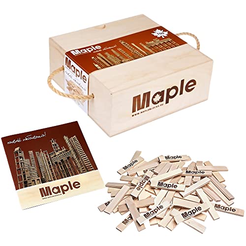 Maple 100 Holzbausteine mit Aufbewahrungsbox Natur Bausteine Bauklötze Holzplättchen rechteckig, MBX100, Hell Maple 100 Holzbausteine mit Aufbewahrungsbox Natur Bausteine Bauklötze Holzplättchen rechteckig, MBX100, Hell von Maple