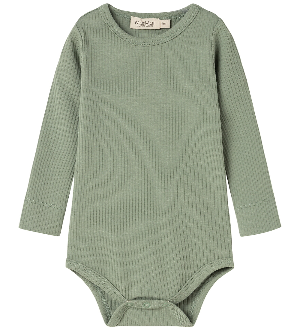 MarMar Body l/ä - Rib - Baumwolle/Modal - Plain - Mattiert Green - MarMar - 2 Jahre (92) - Body L/Ä von MarMar