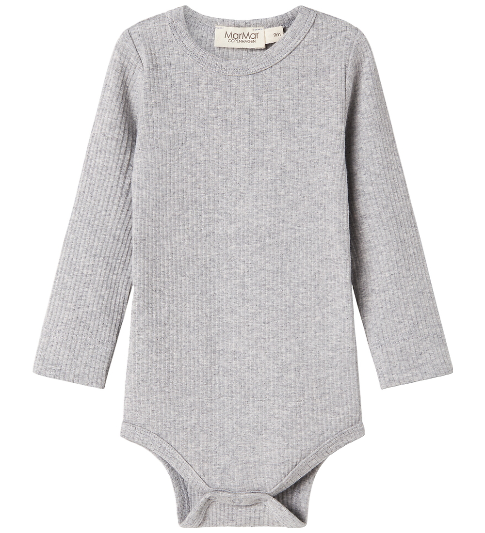 MarMar Body l/ä - Rib - Modal - Noos - Hellgrau-Meliert - MarMar - 1½ Jahre (86) - Body L/Ä von MarMar