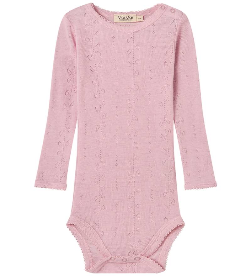 MarMar Body l/ä - Wolle - Benedikte - Soft Berry m. Lochmuster - MarMar - 68 - Body L/Ä von MarMar