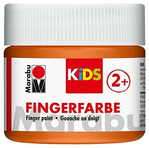 Marabu 03030050013 - Kids Fingerfarbe orange 100 ml, Fingermalfarbe auf Wasserbasis, parabenfrei, vegan, laktosefrei, glutenfrei, geeignet zum Malen in Kindergarten, Schule, Therapie und zu Hause von Marabu