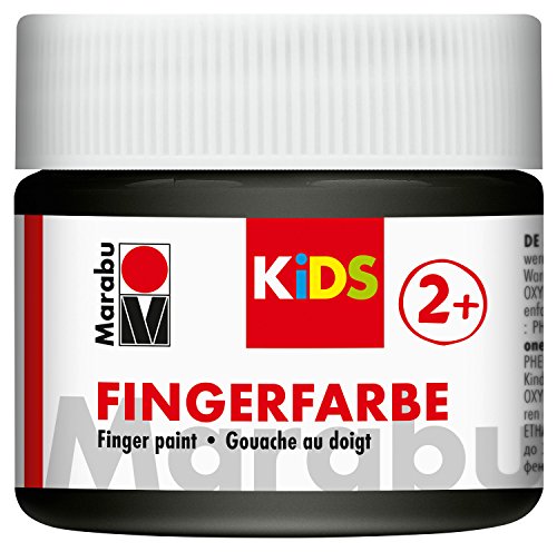 Marabu 03030050073 - Kids Fingerfarbe schwarz 100 ml, Fingermalfarbe auf Wasserbasis, parabenfrei, vegan, laktosefrei, glutenfrei, geeignet zum Malen in Kindergarten, Schule, Therapie und zu Hause von Marabu